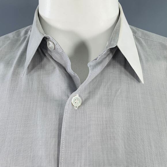 COMME des GARCONS SHIRT Size L Grey White Cotton One Pocket Long Sleeve Shirt - Picture 4 of 5